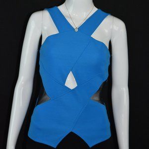 Guess Los Angeles sz S Blue Sleeveless Ribbed Top with Cut Outs.  Super Sexy !!